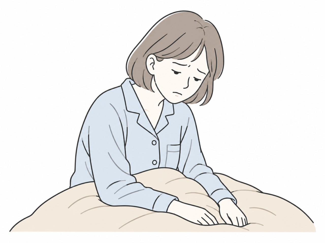 朝起きても疲れている女性